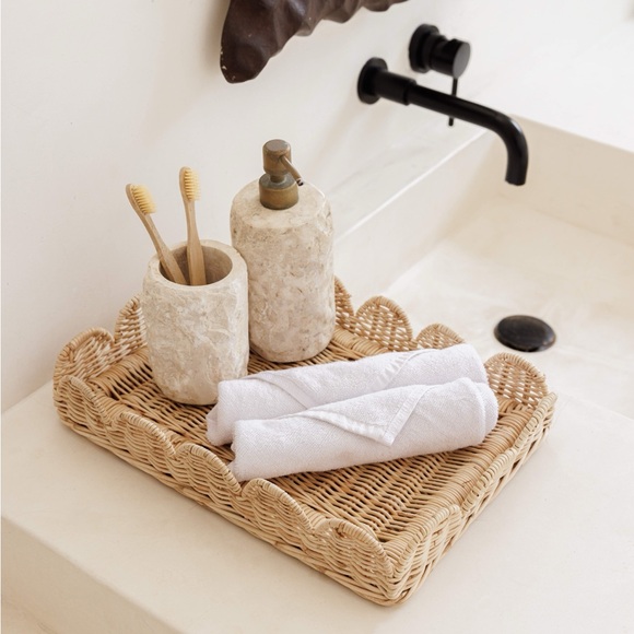 NEW Scallop Rectangular Rattan Tray (Small)